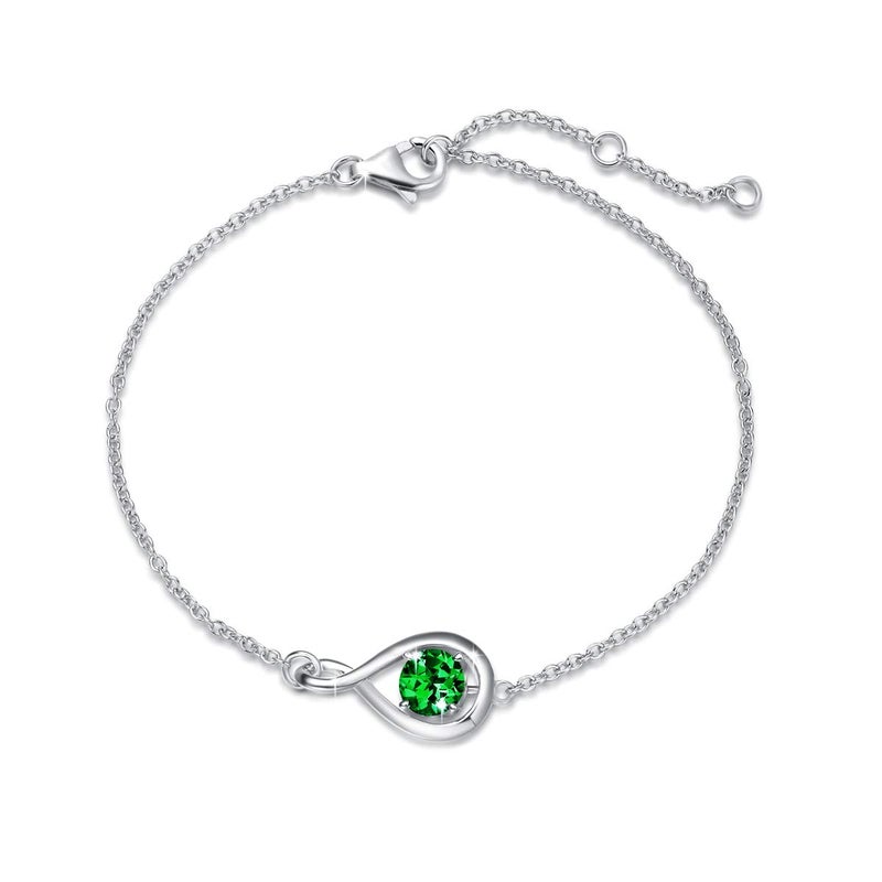 FANCIME Emerald Bracelet May Birthstone Bracelet for Women 925 Sterling Silver Infinity Link Bracelets Green Gemstone Fine Jewelry Birthday Anniversary Christmas Gifts for Her Mom - Image 1